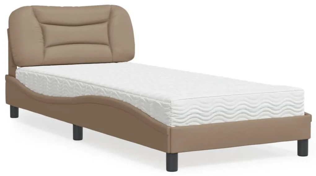 Letto con materasso cappuccino 90x200 cm in similpelle