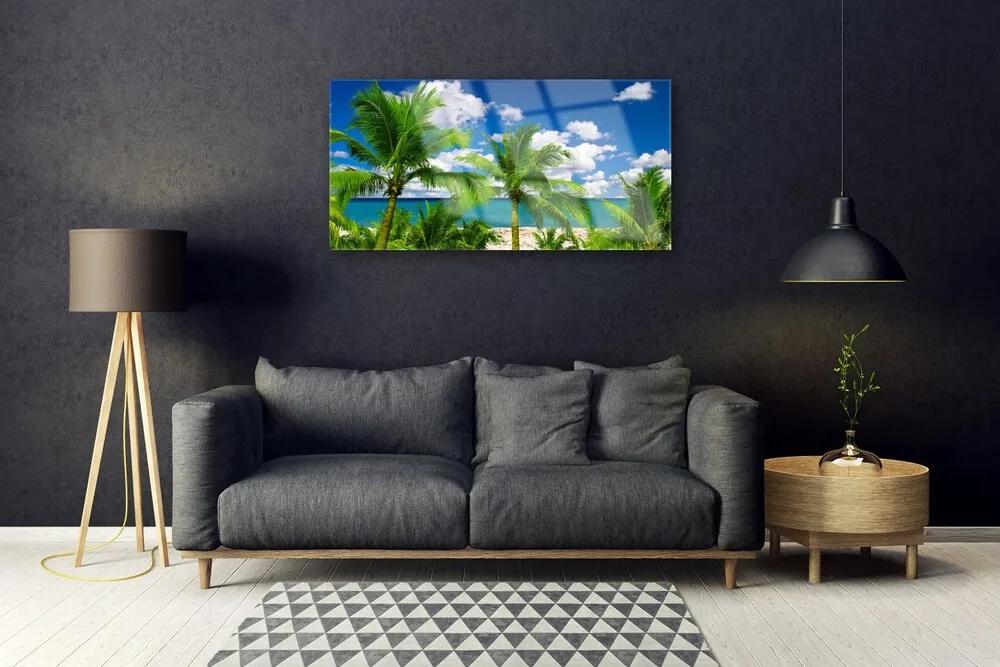 Quadro acrilico Paesaggio delle palme del mare 100x50 cm