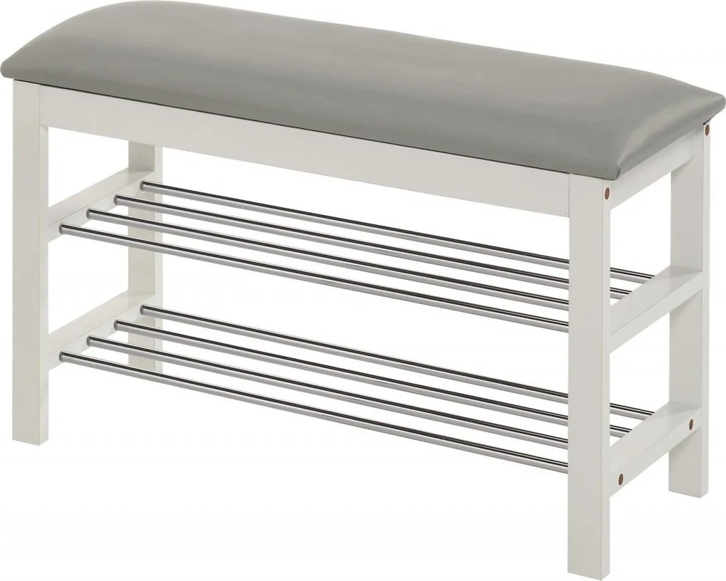 Scarpiera ST11 in bianco/grigio - L81 cm