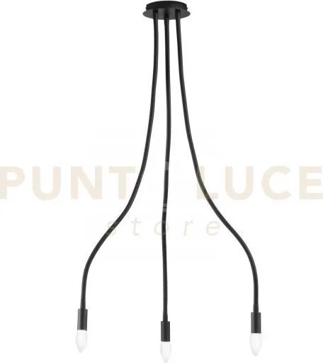 Plafoniera lover nera 3 luci attacco e14 15x15x100cm in metallo e s...