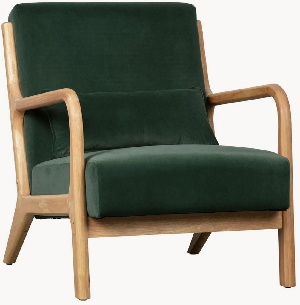 Poltrona imbottita in velluto con struttura in legno Mark