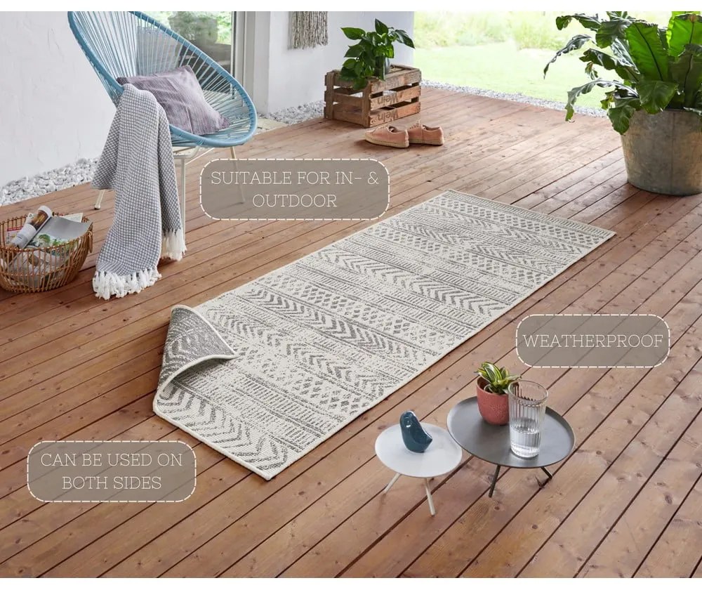Tappeto da esterno grigio e crema , 80 x 250 cm Biri - NORTHRUGS