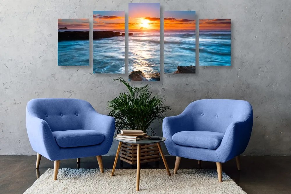 Quadri 5 pezzi – Sole sul mare