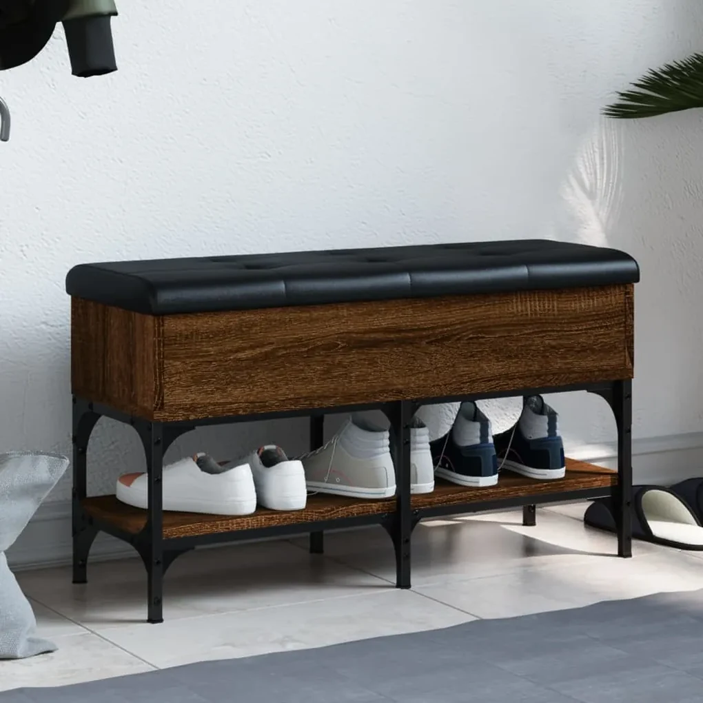Panca per scarpe rovere marrone 82x32x45 cm legno multistrato