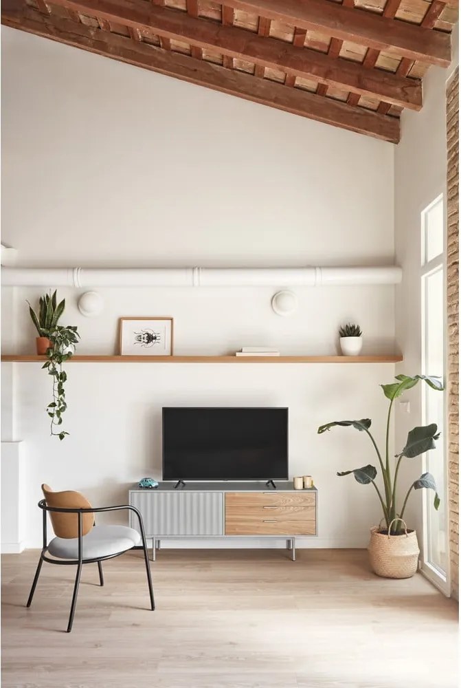 Mobile TV grigio-color naturale effetto rovere 140x52 cm Sierra - Teulat