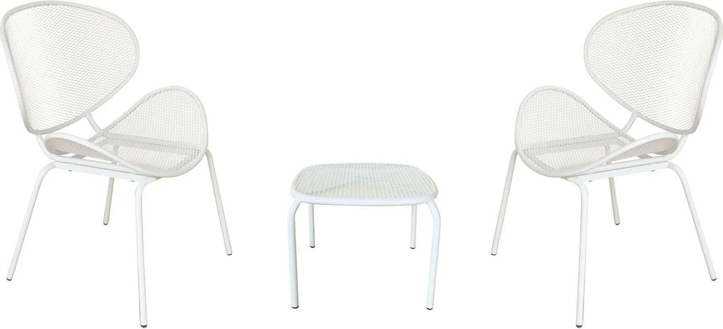 MIDDLE - set tavolo in metallo cm 41 x 41 x 43,5 h con 2 poltrone Herman