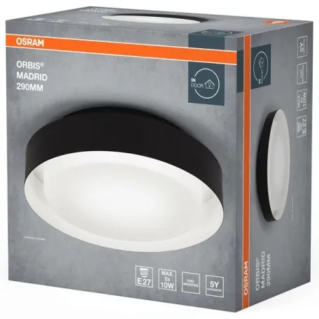 Osram - Plafoniera ORBIS MADRID 2xE27/10W/230V Ø 29 cm nera