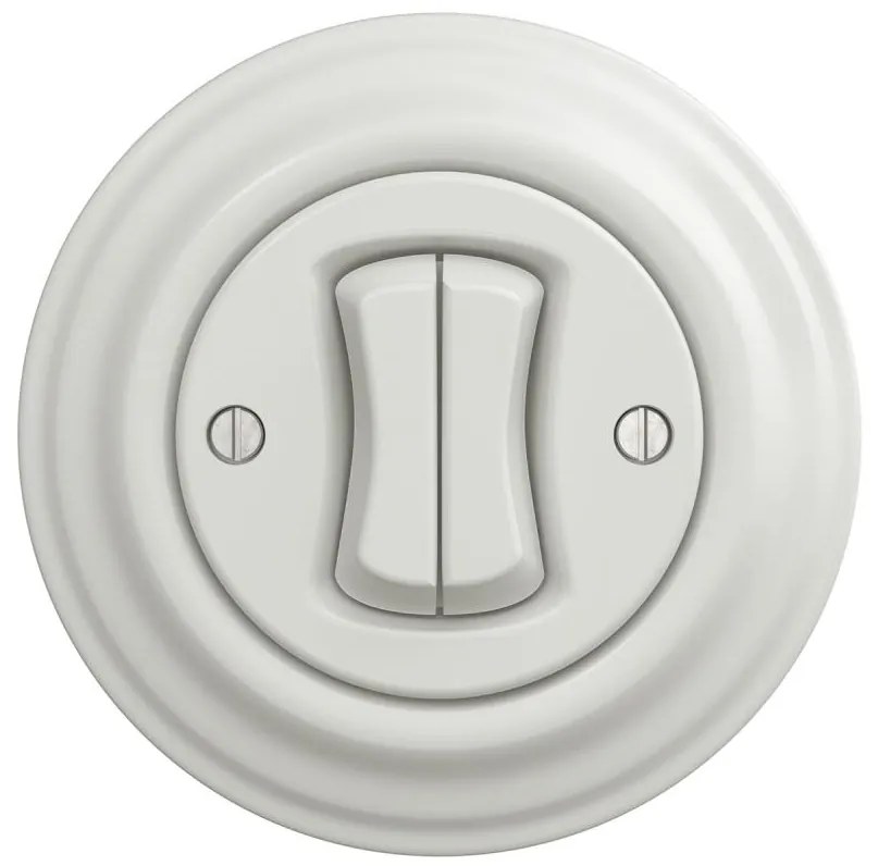 Kliklap - Interruttore doppio per scale in stile retrò con cornice n. 6+6, bianco