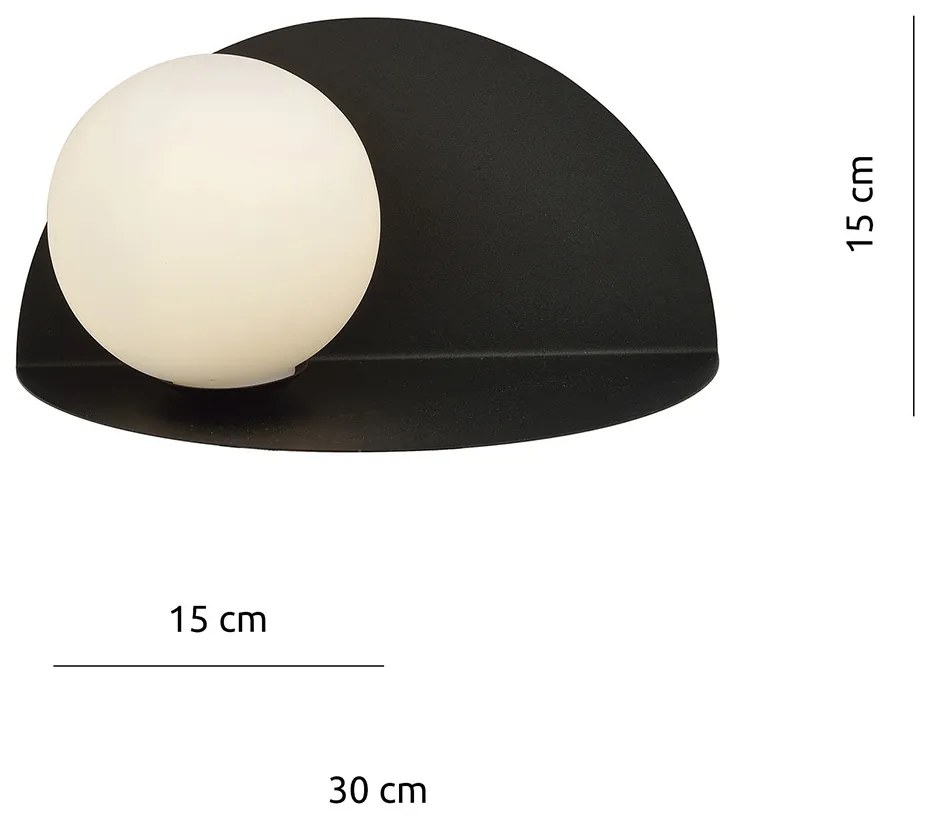 Applique 1 Luce Indiretta Agni Con Base In Acciaio Nero E Vetro Opale