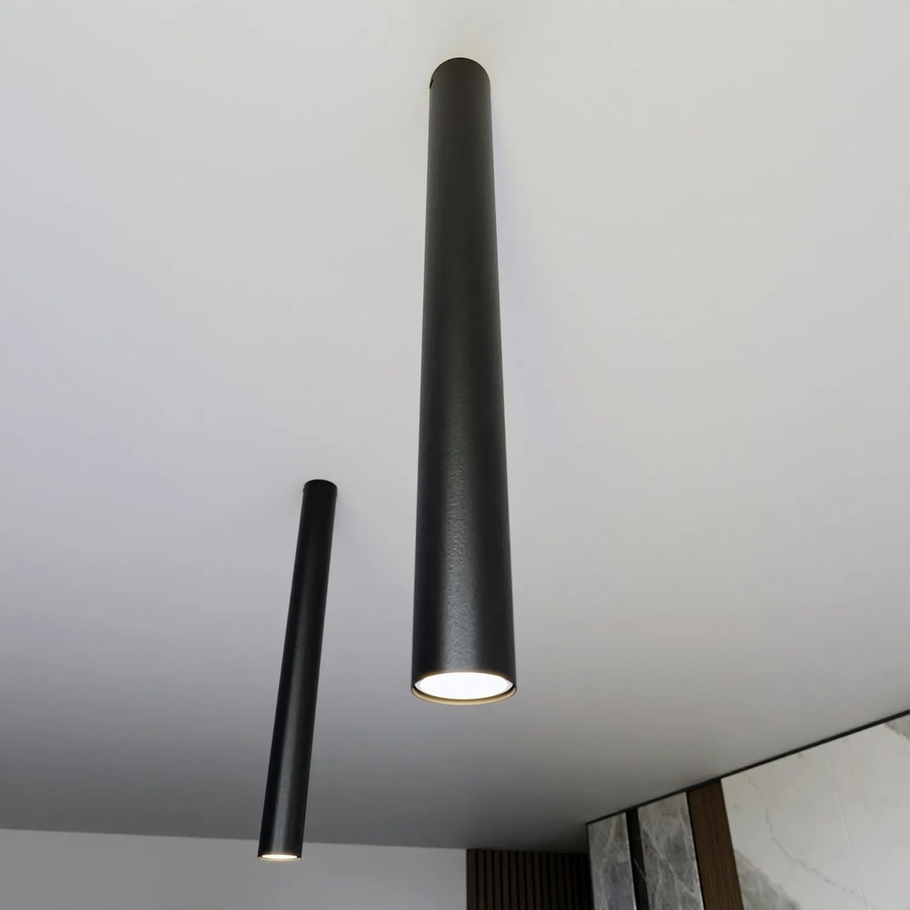 Plafoniera Moderna Faretto Marduk 1 Luce Acciaio Nero 60 Cm