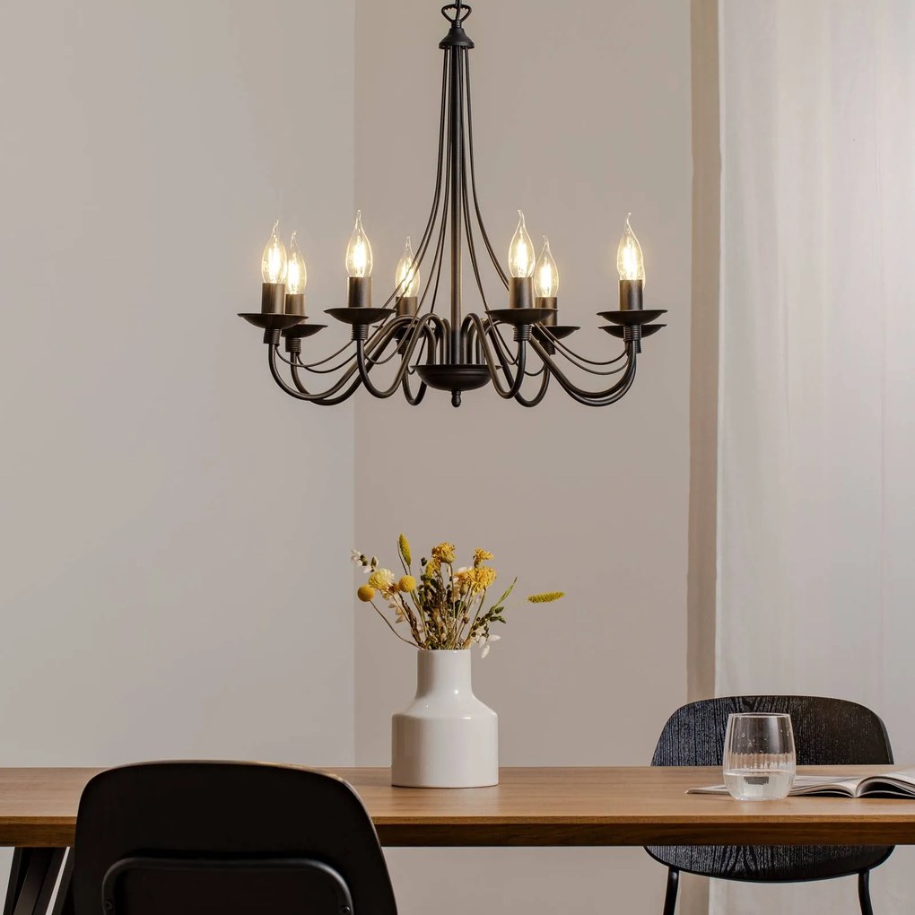 ALDEX Lampadario Rosa, nero, a 8 luci, metallo