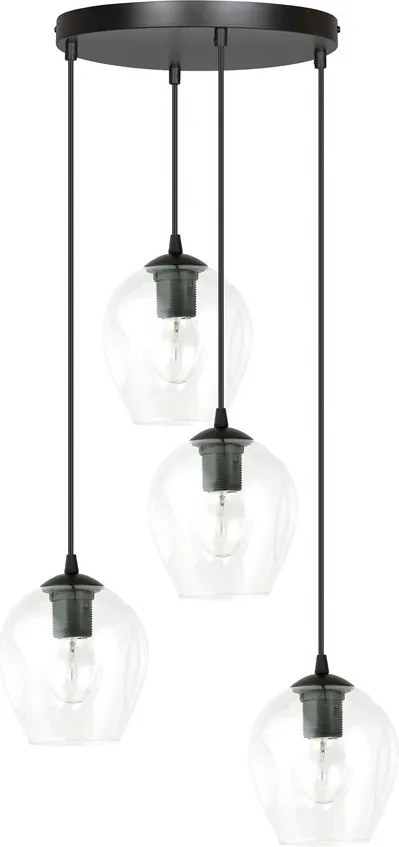 Lampadario a Sospensione ISTAR 4 PREMIUM 4xE27 in Acciaio e Vetro