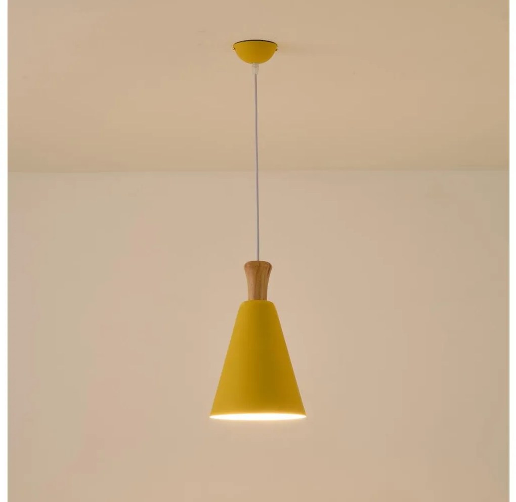 Lampadario a sospensione con filo 1xE27/15W/230V giallo diametro 20 cm