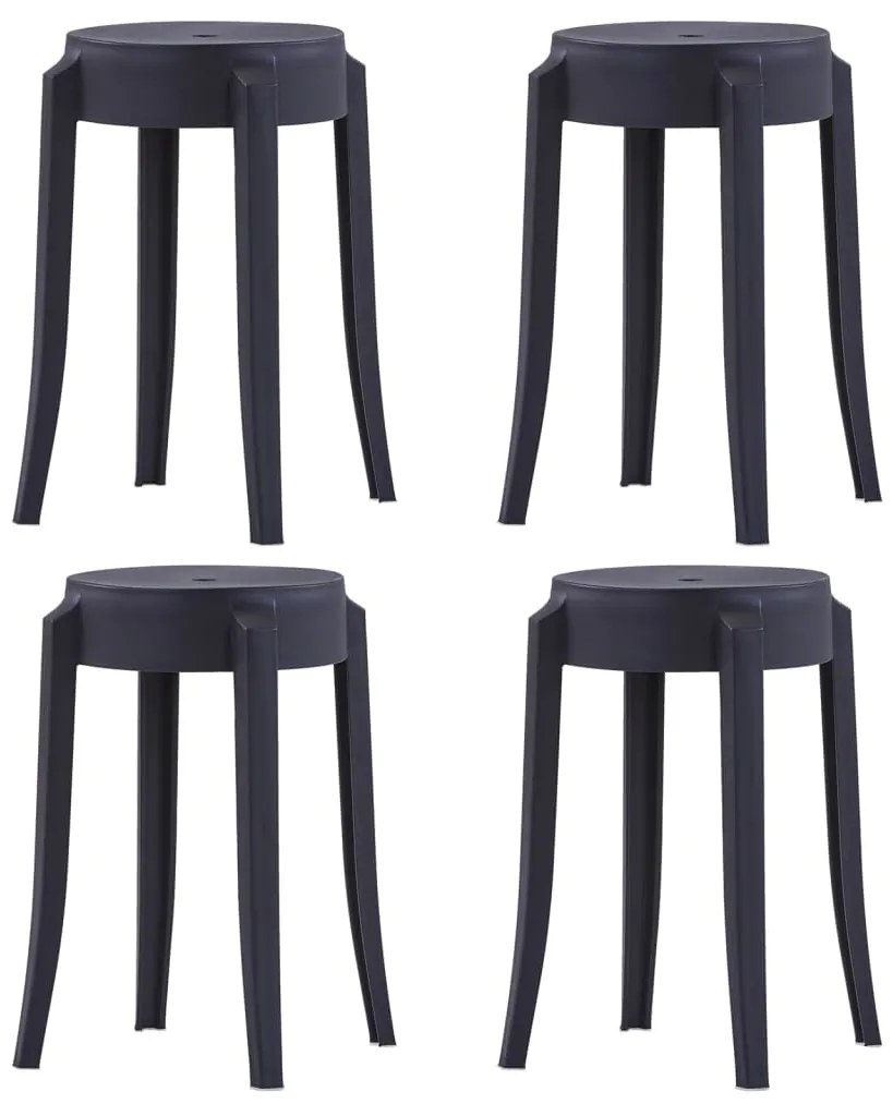 Sgabelli Impilabili 4 Pz Neri İn Plastica /
