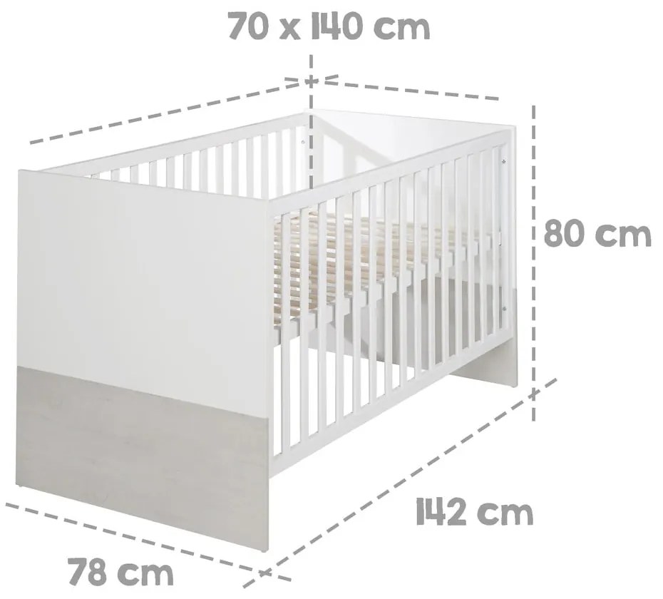 Lettino bianco e grigio chiaro 70x140 cm Julia - Roba