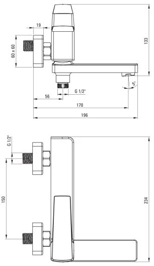 Deante BQL_N12M - Miscelatore per vasca pieghevole BLUR nero