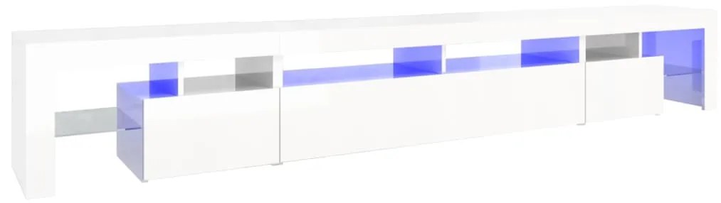 Mobile porta tv con luci led bianco lucido 260x36,5x40 cm