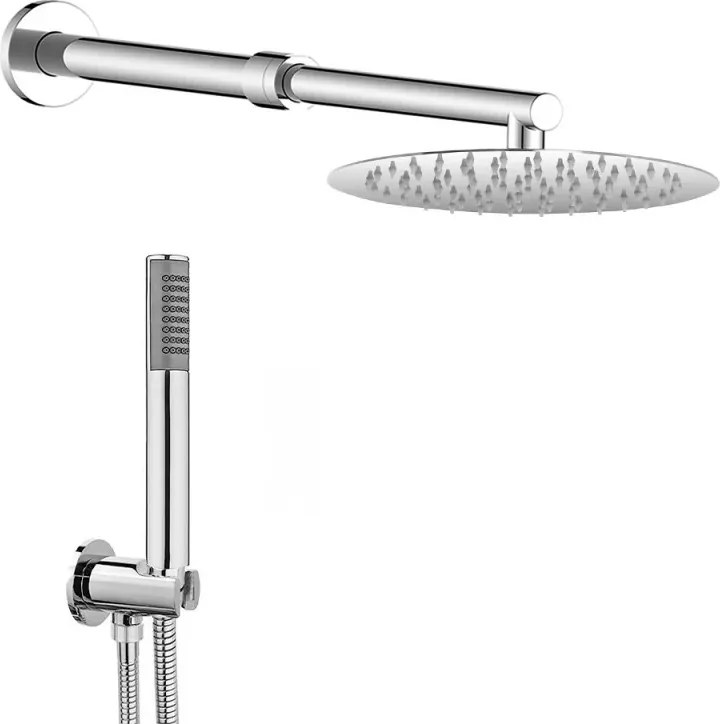 Set doccia con soffione in acciaio inox braccio estendibile 35-50 cm in ottone cromo e kit doccino