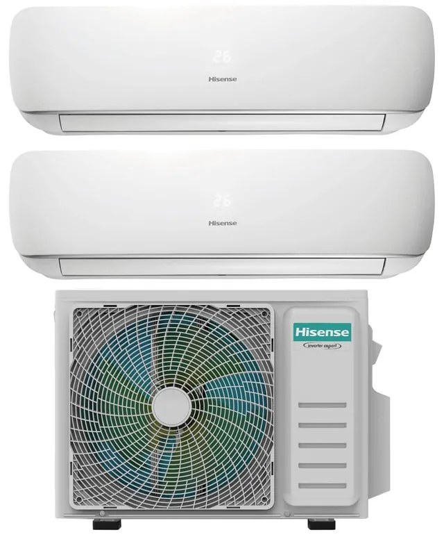Condizionatore a muro multisplit inverter HISENSE Dual Apple Pie 4.2Kw 14000 14000 BTU classe raffreddamento A++, classe di riscaldamento A+, bianco
