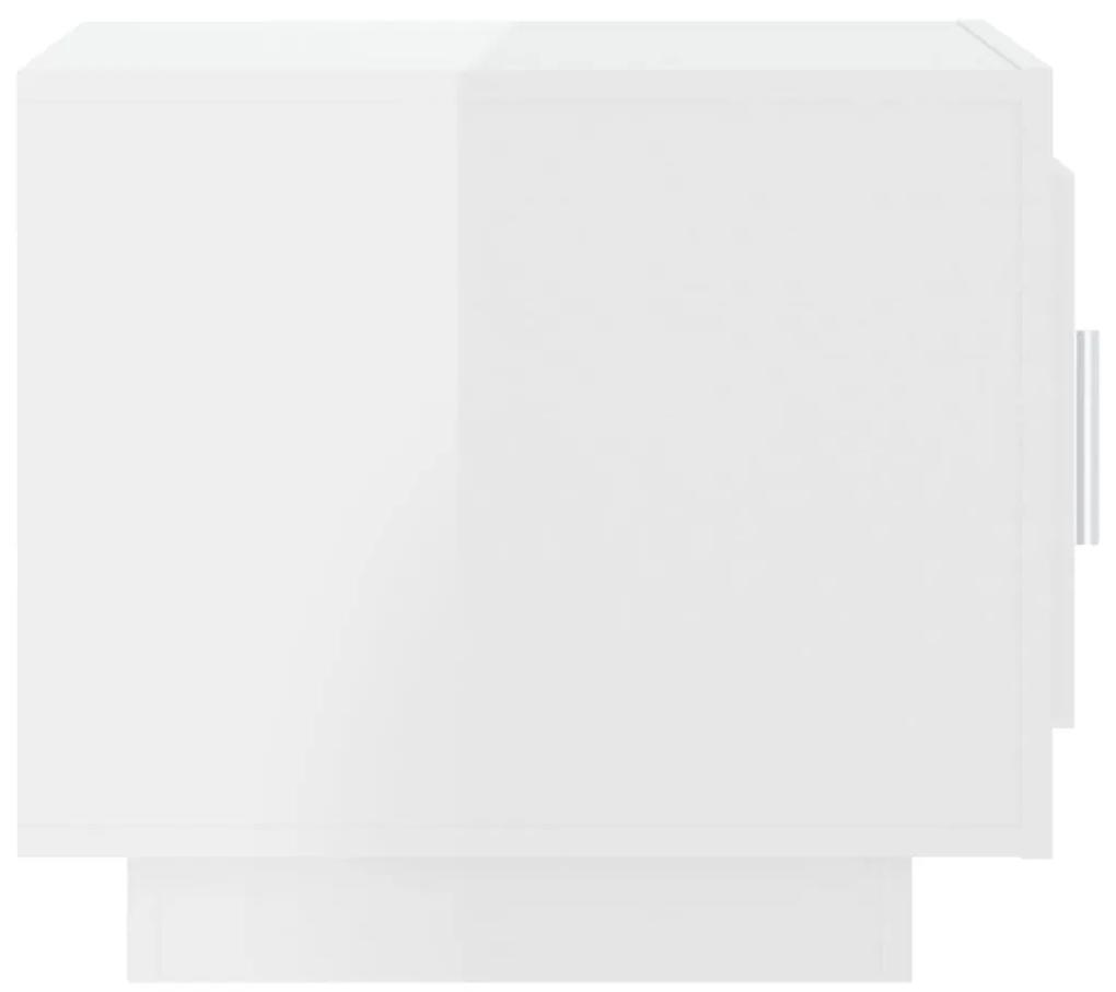 Tavolino da salotto bianco lucido 51x50x45 cm legno multistrato