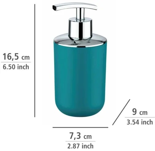 WENKO 21224100 - Dispenser di sapone BRASIL 7,3x16,5 cm turchese/cromo lucido