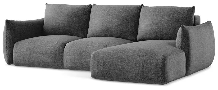 Divano angolare grigio scuro allungabile (con penisola a destra/con chaise lounge) Leila – Makamii