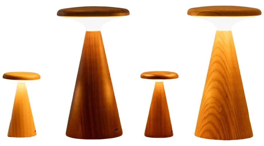 Lampada da tavolo LED colore naturale scuro con paralume in legno (altezza totale 14 cm) Sylva – Gingko