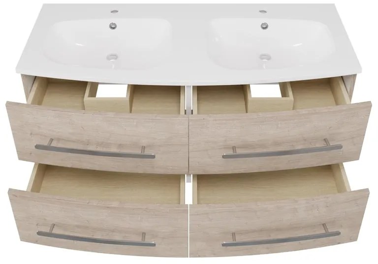 Mobile da bagno sospeso sotto lavabo L 121 x H 53.7 x P 47 cm rovere chiaro, 4 cassetti SENSEA Perla