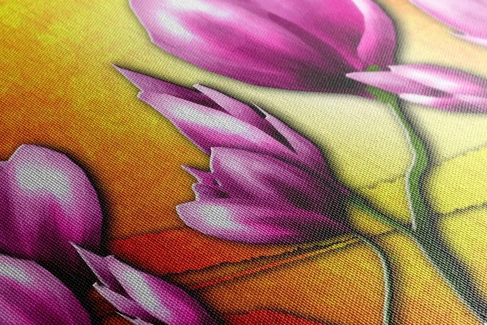 Quadro su tela – Fiori rosa in stile etnico