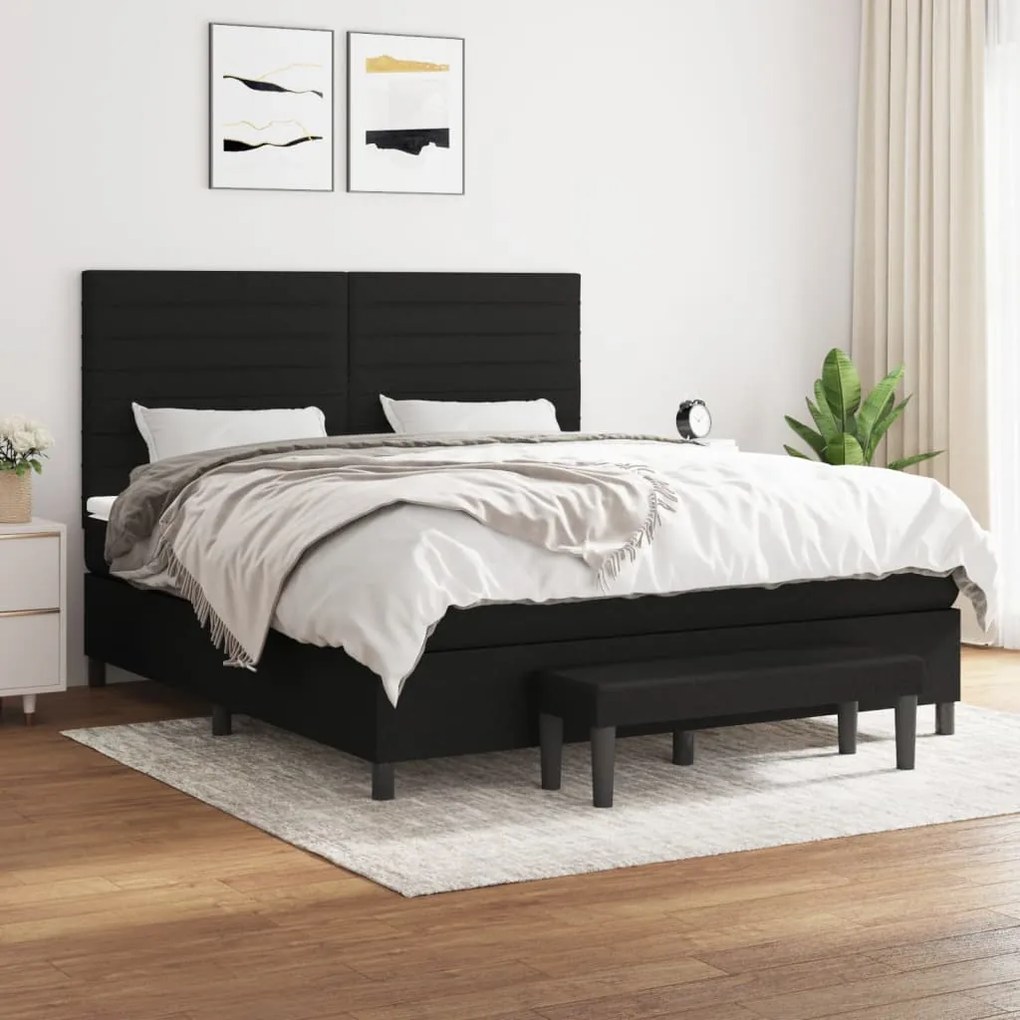 Giroletto A Molle Con Materasso Nero 160x200 Cm İn Tessuto /