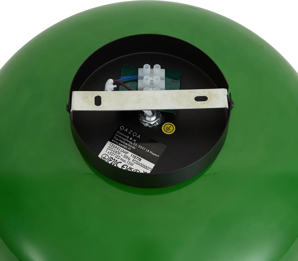Plafoniera retrò nera con vetro verde 30 cm - Glaze