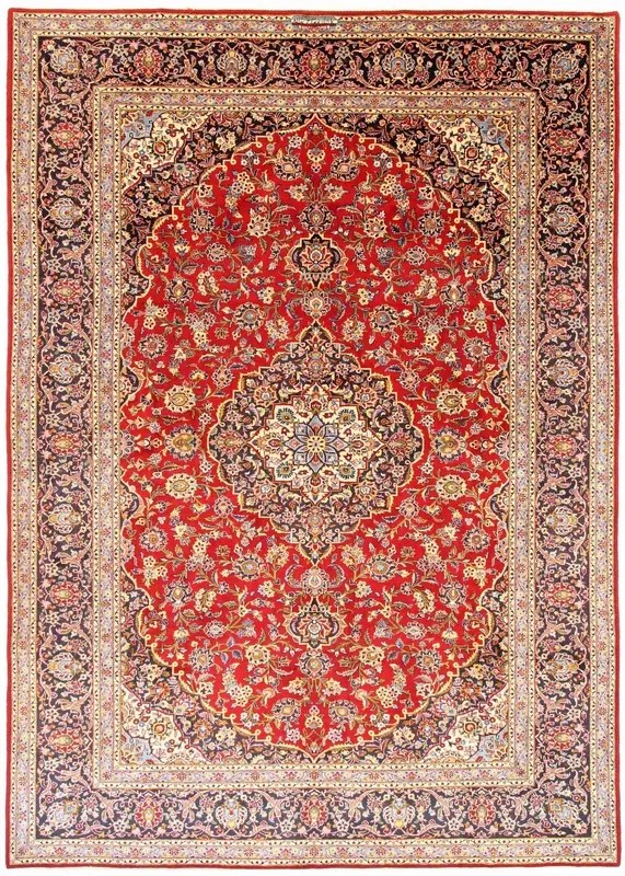 Kashan Tappeto 400 x 290 Rosso (Iran) Annodato A Mano