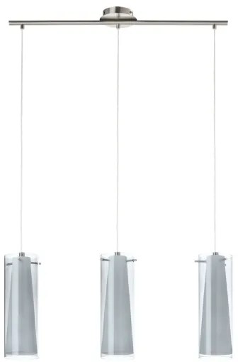 EGLO 90305 - Lampadario sospeso PINTO NERO 3xE27/60W vetro fumé