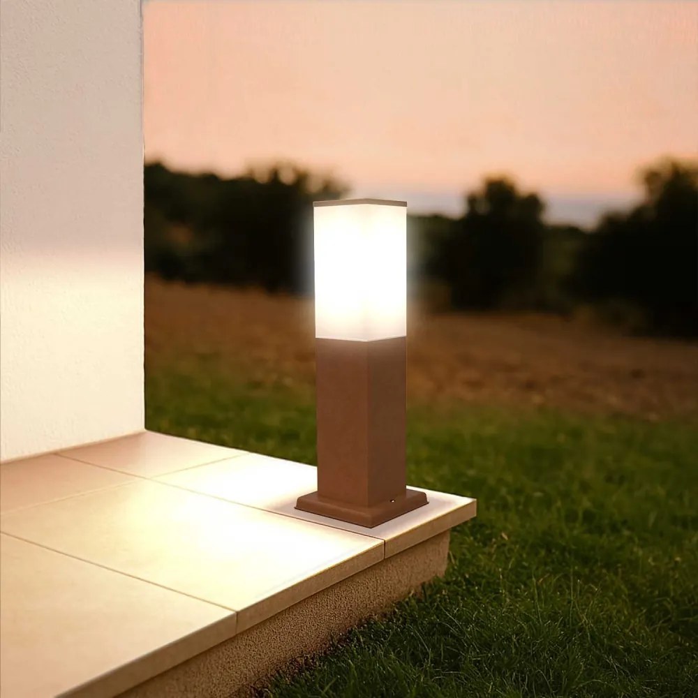 Paletto da Giardino 40cm, acciaio INOX, CORTEN, IK06, IP54, base E27 Colore Corten