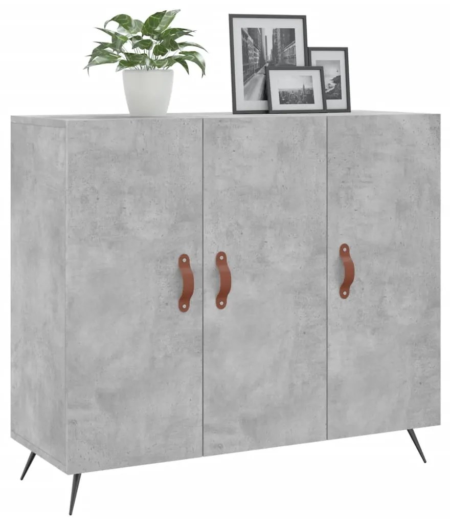 Credenza grigio cemento 90x34x80 cm in legno multistrato