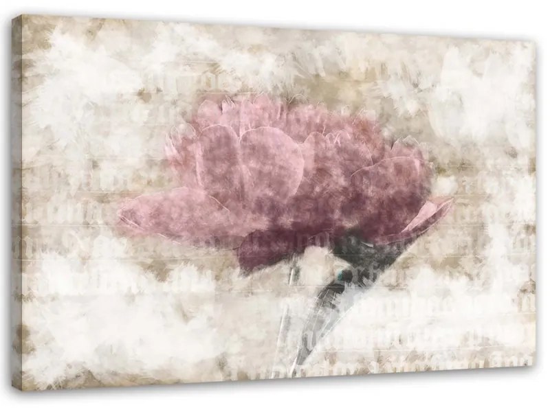 Quadro su tela, Fiori rosa astratto Vintage  Dimensioni 100x70