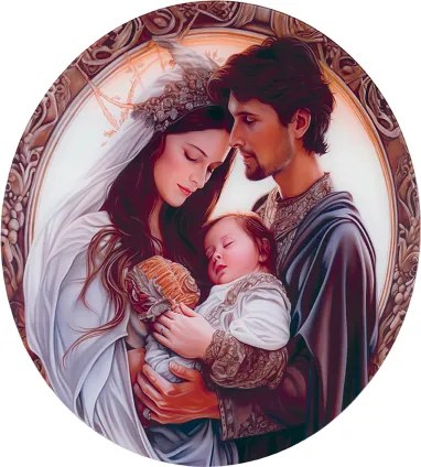 Quadro in vetro temperato D65 cm moderno Colorato - Sacra Famiglia