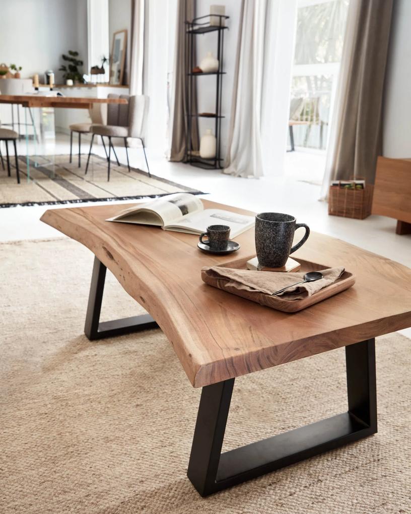 Kave Home - Tavolino Alaia in legno massello di acacia con finitura naturale 115 x 65 cm