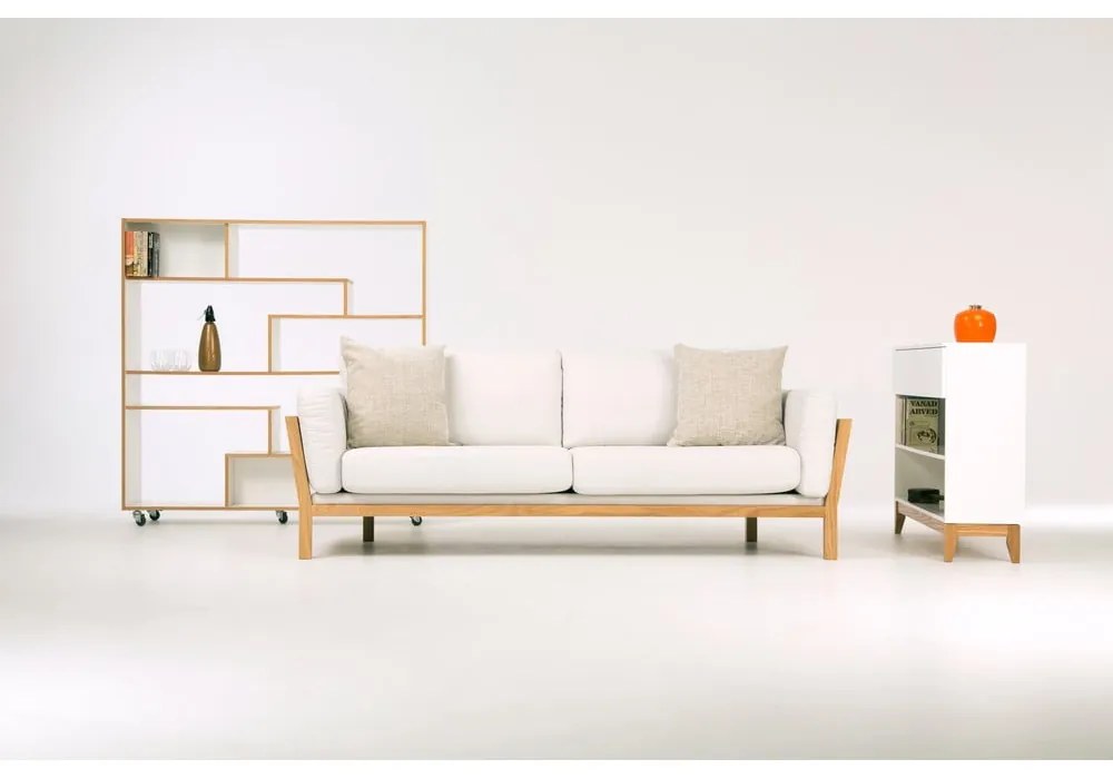 Libreria bianca con bordo in legno 140x143 cm Southbury - Woodman