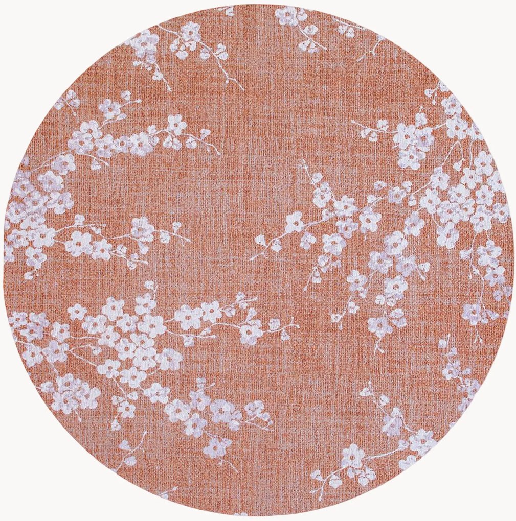 Tappeto rotondo jacquard lavabile da interno-esterno Sakura