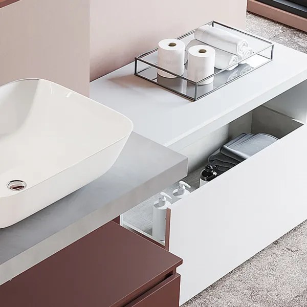 Cassa Panca con cassettone in legno 81 cm BIANCO Lucido
