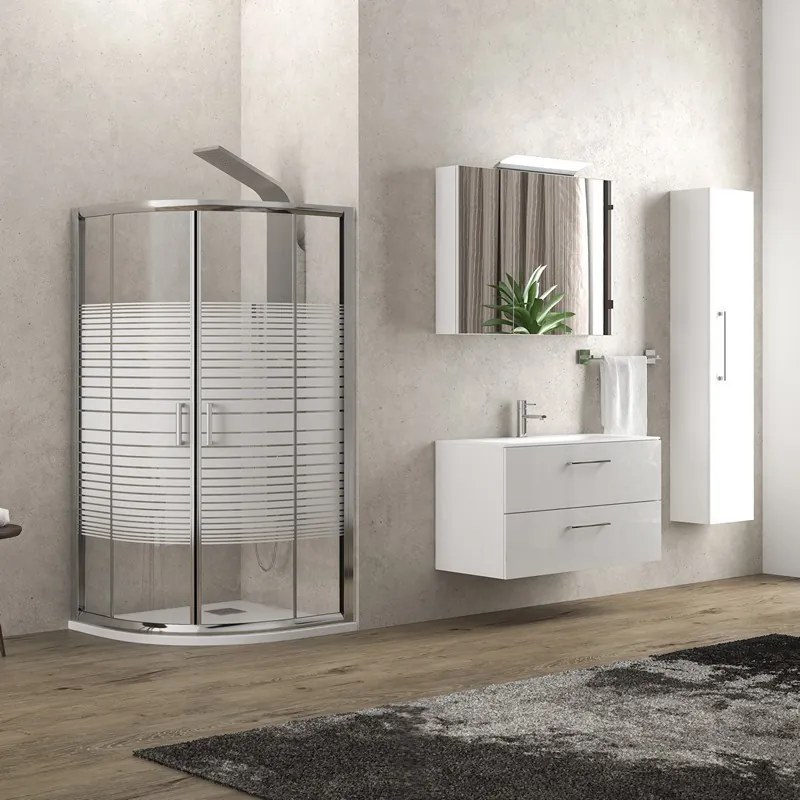 Kamalu - Box doccia semicircolare 80x80 vetro serigrafato altezza 180cm | K400