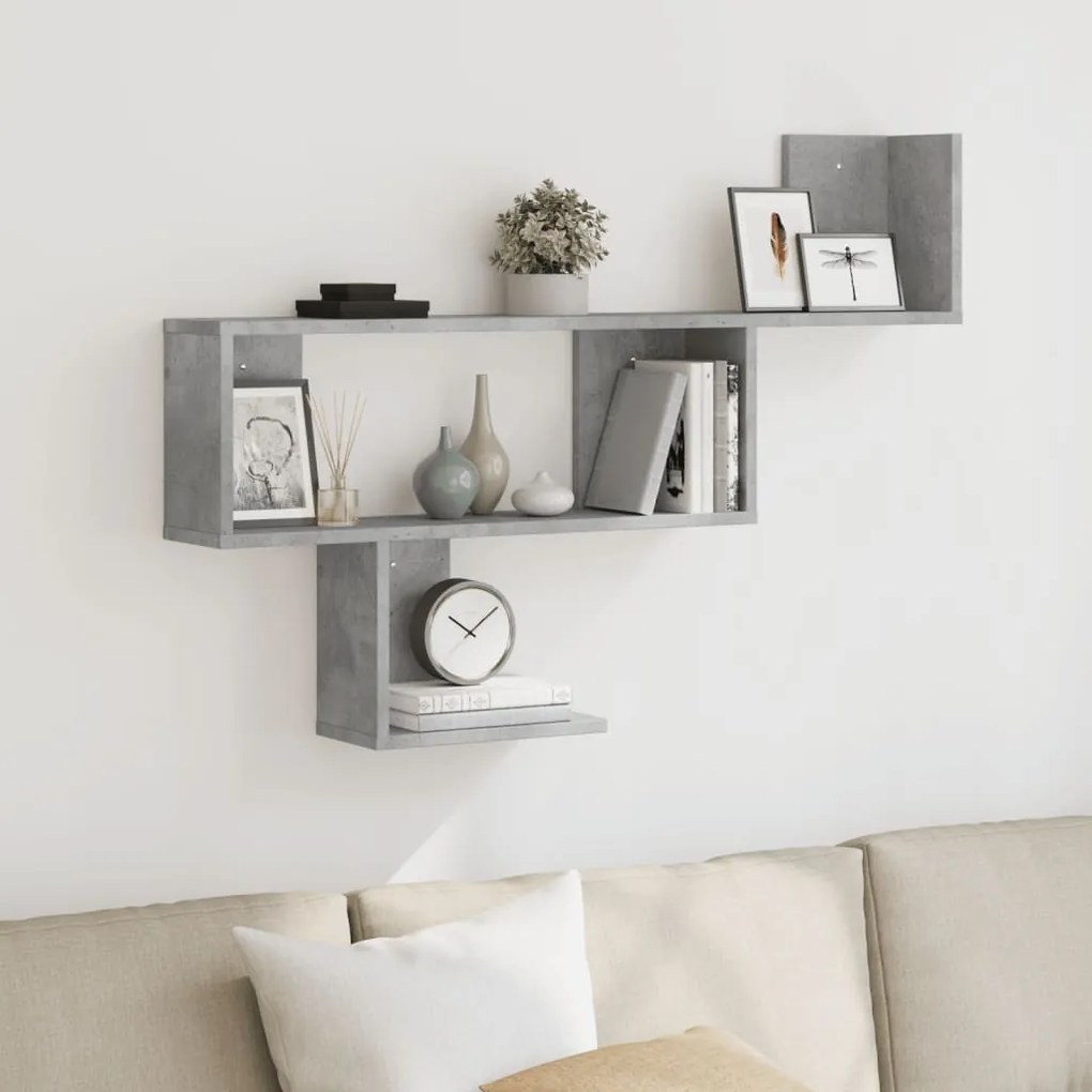 Scaffale A Muro Grigio Cemento 100x15x70 Cm İn Truciolato /