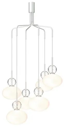 Rizzatto Cluster 6 Lampadario Satin Silver/Opal - Nuura