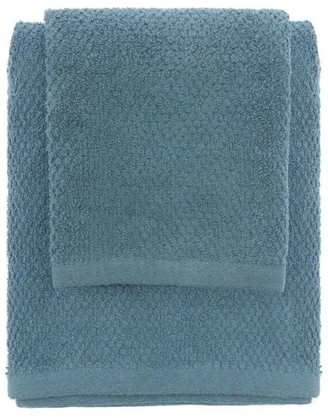 Set asciugamani bagno blu per viso e ospite in cotone puro Spring