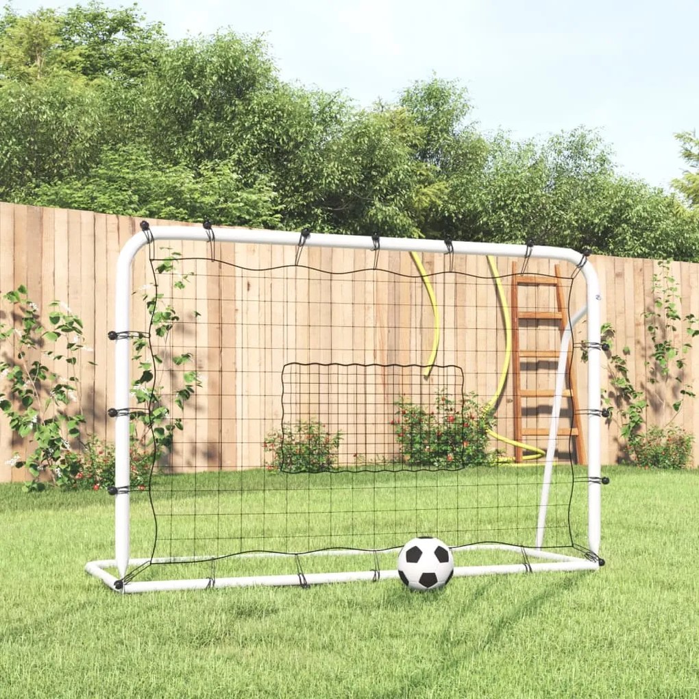 Rete Rimbalzante Calcio Bianca E Nera 184x61x123cm Acciaio E Pe /