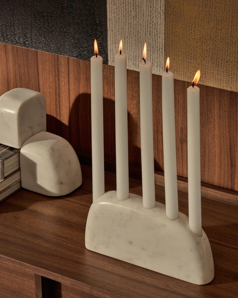 Kave Home - Candelabro grande Signe in marmo bianco 10 cm