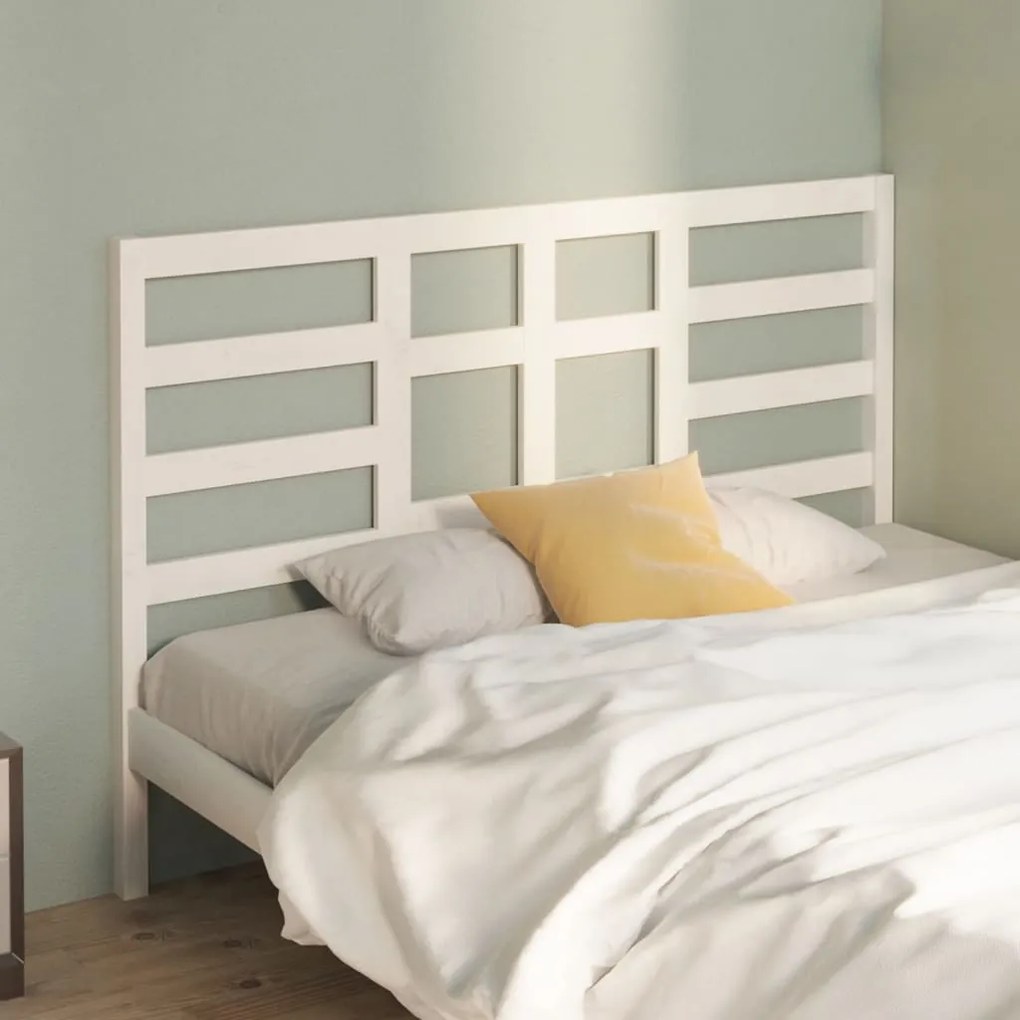 Testiera Per Letto Bianca 166x4x104cm İn Legno Massello Di Pino /
