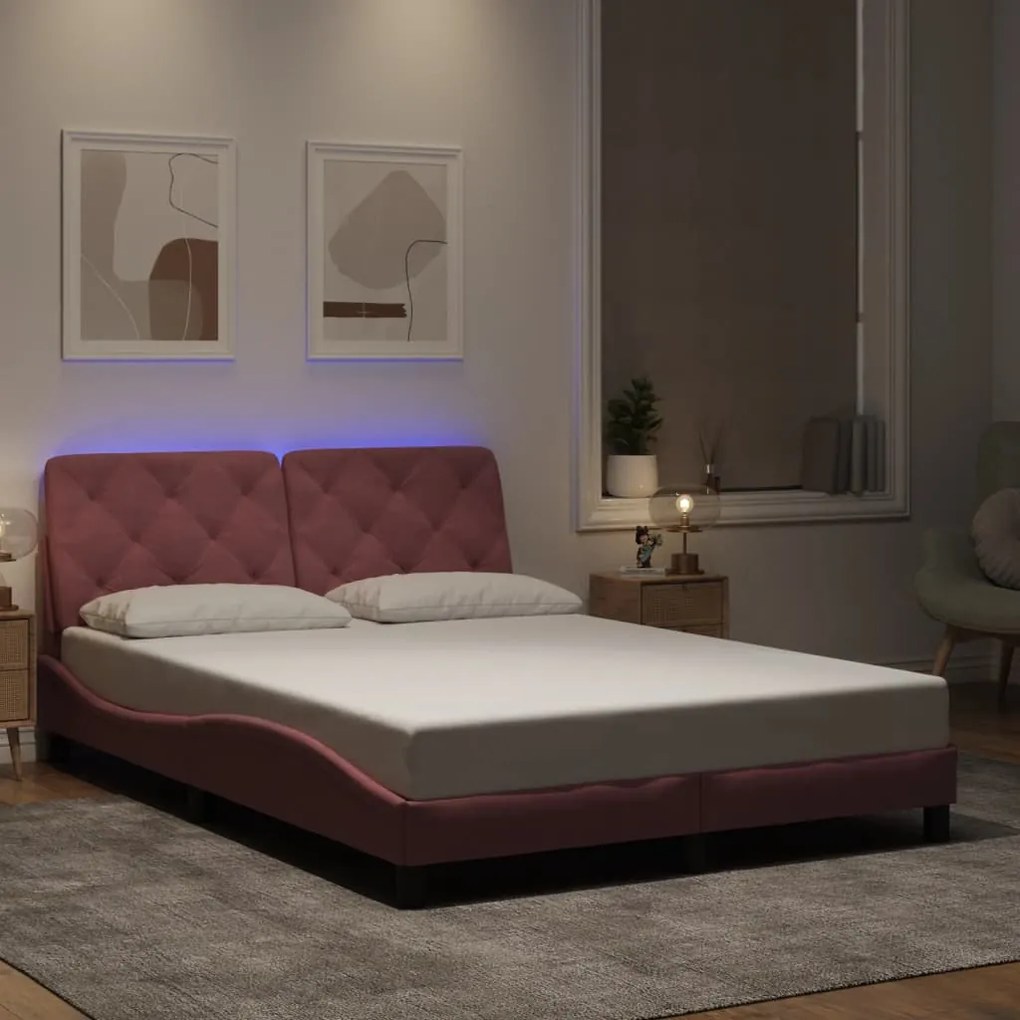 Giroletto Con Luci Led Rosa 140x190 Cm İn Velluto /