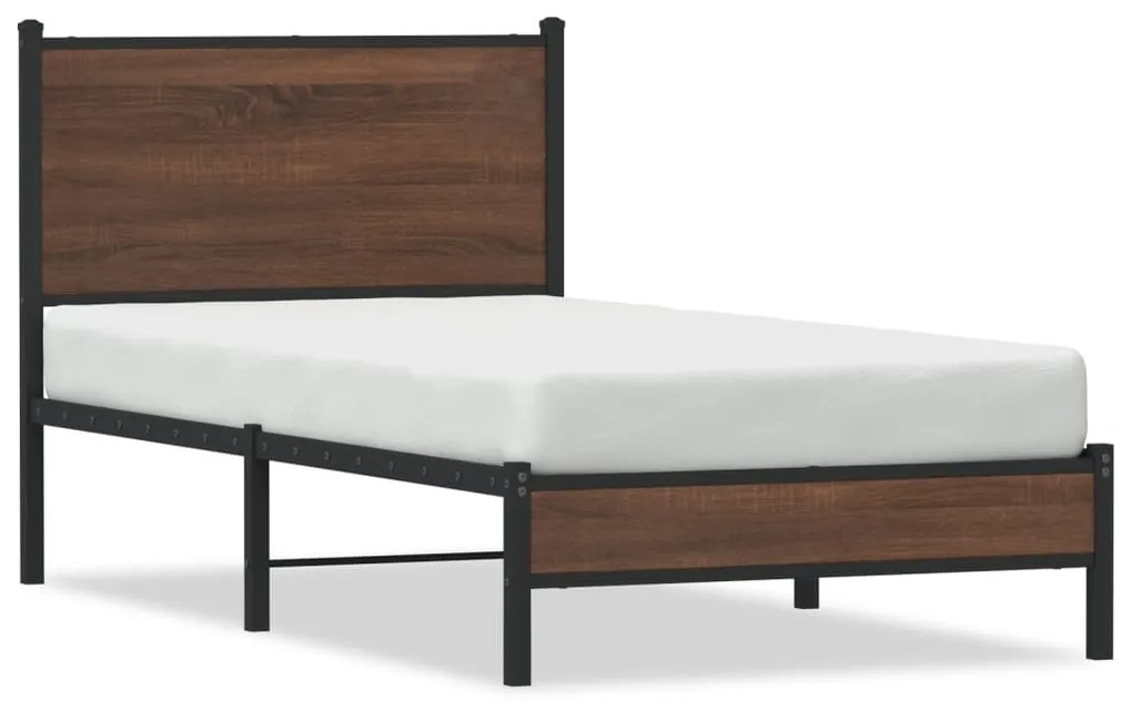 Giroletto Senza Materasso İn Metallo Rovere Marrone 80x200 Cm /